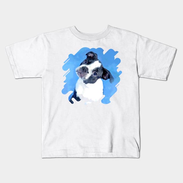 Cute Boston Terrier Puppy Kids T-Shirt by Nartissima